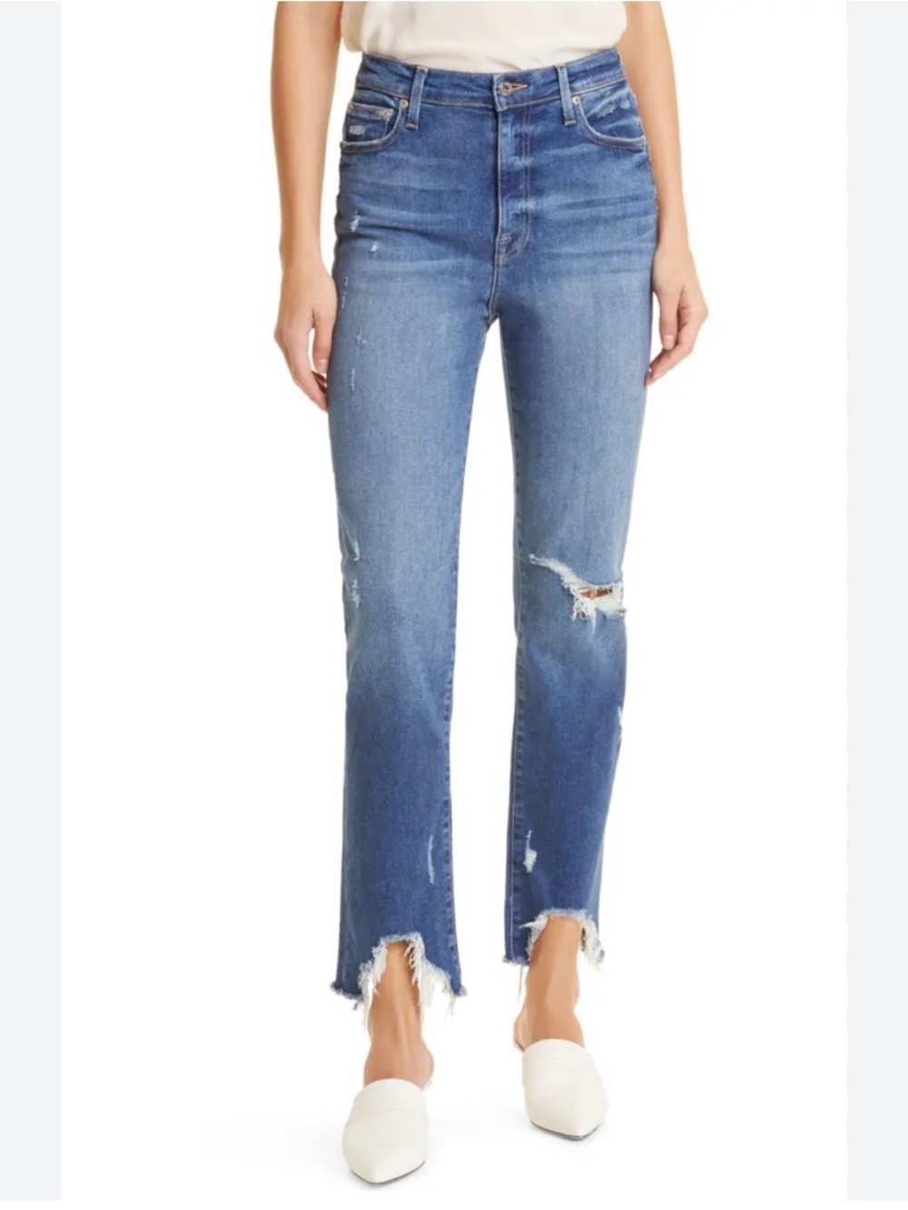 Jonathan Simkhai Medium Wash Distressed Jeans — Size 26 — Made in USA